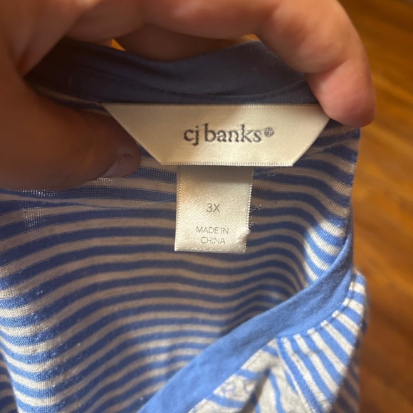 CJ Banks Blue and White Striped Top - Picture 2 of 2